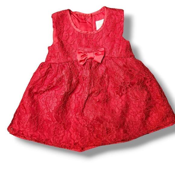 Wonder Nation Girls Red Sleeveless Lace Bow Tutu Dress Size 3-6M - Picture 1 of 4